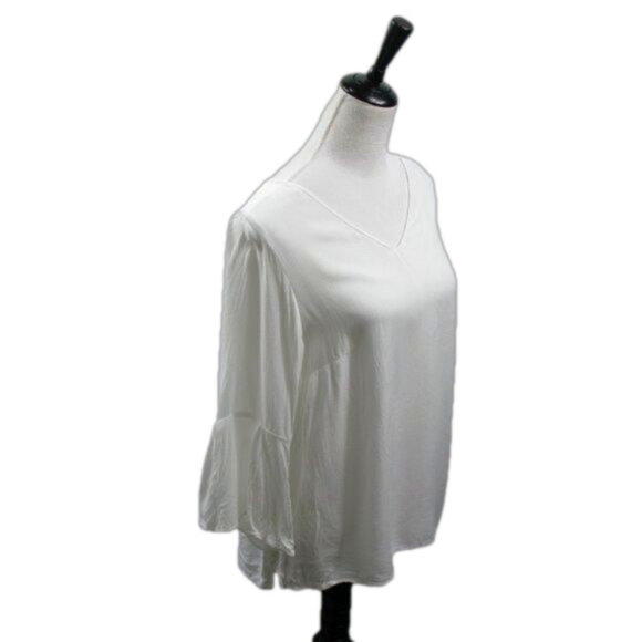 Apt. 9 White V-Neck Blouse 3/4 Sleeve Blouse Size Medium - Picture 3 of 4